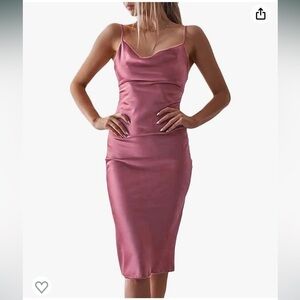 NWOT xxxiticat Women's Sleeveless Spaghetti Strap Satin Dress